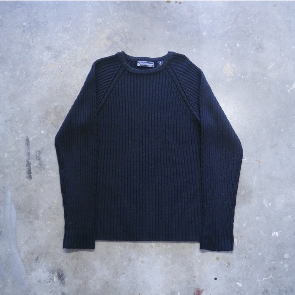 Vintage Y2K Point Zero Black Long Sleeve Ribbed Knit Raglan Pullover Mens Size M